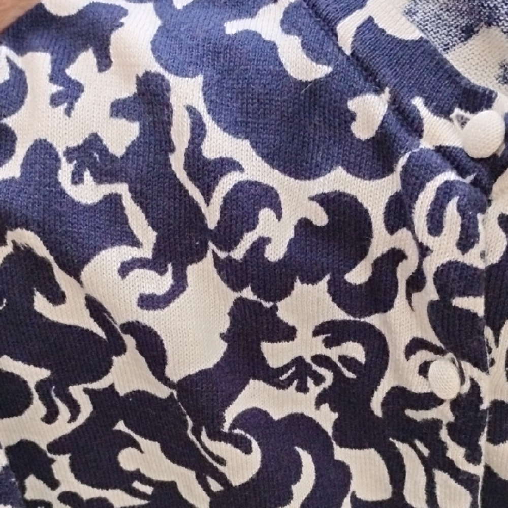 Must SELL--Lilly Pulitzer Navy and White Patterned Cardigan NWOT - Picture 4 of 6
